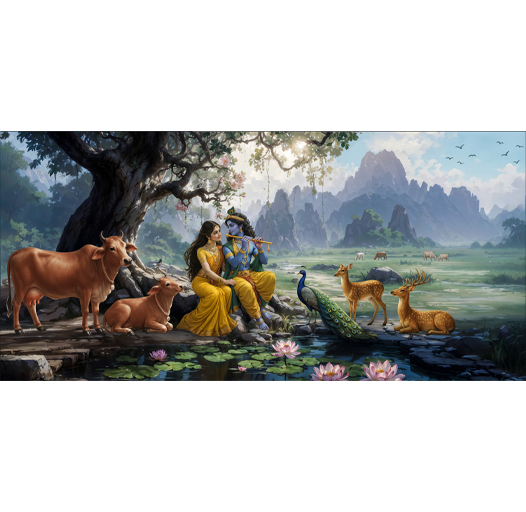 Radha krishna with cows