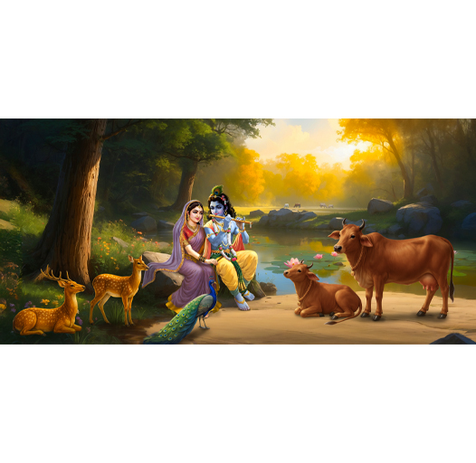 Radha krishna with cows