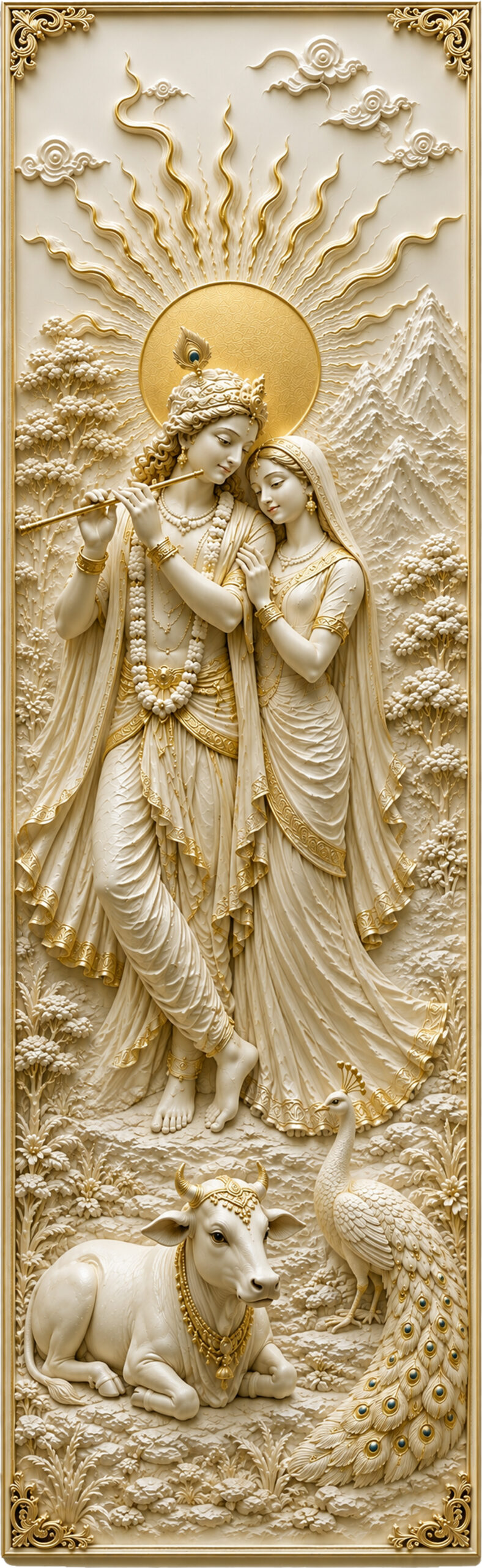 radha krishna 3d art for double height wall